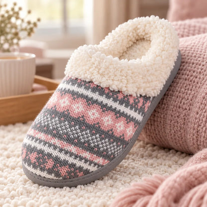 Chausson femme fourré rose