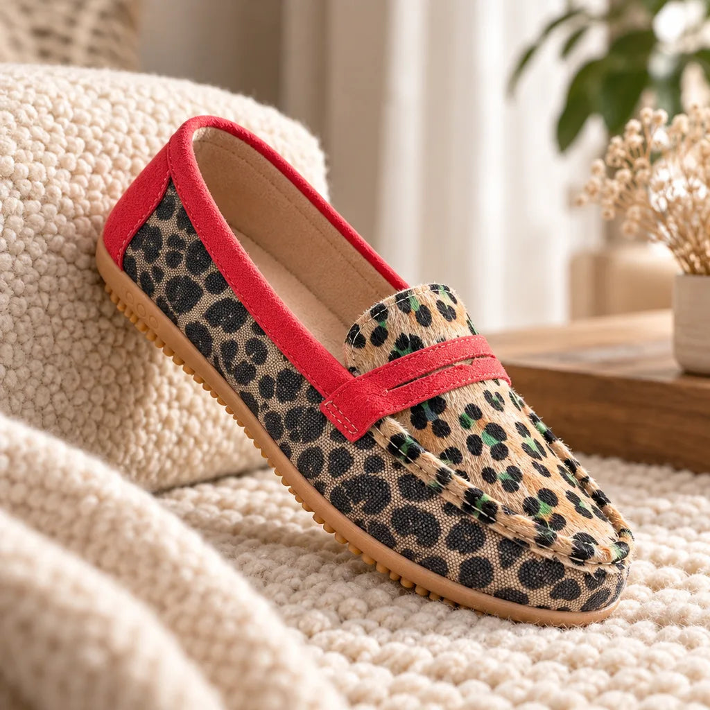 Chausson femme imprimé léopard
